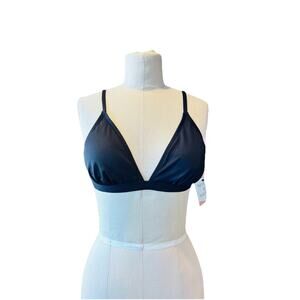 Shade & Shore Back Womens Triangle Swimsuit Bikini Top size M 8-10 Black NEW